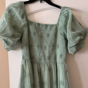 Listicle Mint Green Puff Sleeve Dress